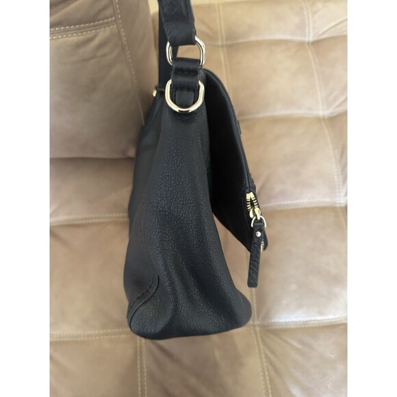 Kate Spade Black Leather Tote Purse Gold Zipper Accent Fold Over - Picture 12 of 12